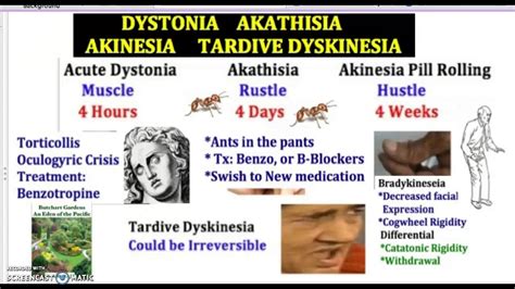akathisia vs dyskinesia vs dystonia